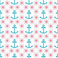 Seamless sea pattern with anchors hand wheels N7