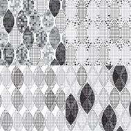 Set of four abstract monochrome geometric patterns