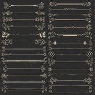 Vintage hand drawn design elements set 2 on dark N2