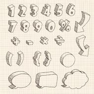 3D hand drawn number and dialog