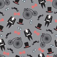 Vintage wedding seamless pattern set Bridegroom shower