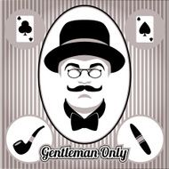 Retro gentleman face and accessories isolated