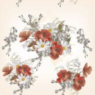 Floral seamless pattern with flowers in watercolor style N2