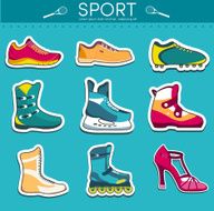 Set of sports shoes icons sticker design