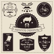 Collection of vintage hipster badges labels and stamps vector illustration N2