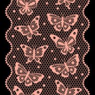 Seamless vintage fashion lace pattern with butterflies