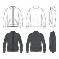 Front back and side views of blank jacket with zipper
