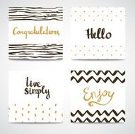 Set of abstract cards in gold white and black