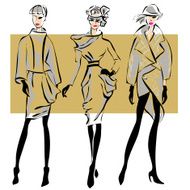 Fashion models in sketch style fall winter