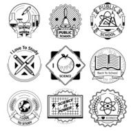 School and science vintage badges set N2