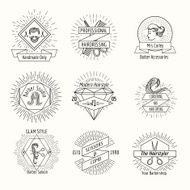 Hairdressing salon logo set in vintage hipster style N2