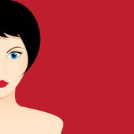 Woman on red background