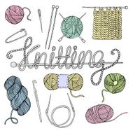 Hand drawn knitting set N2