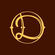 D letter in vintage circle