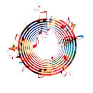 Colorful background with music notes N4