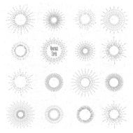 Retro hand drawn sunburst set Sun ray frames in vintage