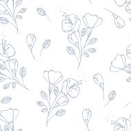 Outline flowers seamless pattern in vector