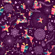 Christmas triangle deer hipster seamless pattern