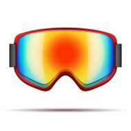 Classic snowboarding goggles with big rainbow glass