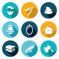 Male salon haircut beard mustache and hairstyle icons set Vector