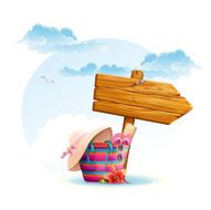 Beach bag with a wooden pointer