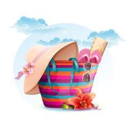 Beach bag with mat hat
