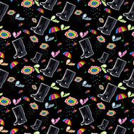 Pattern with rubber boots umbrella and cloud N2