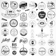 Beauty Salon and Barber Shop Badges Design Elements