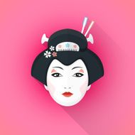 colored flat style geisha face illustration
