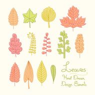 Vector set of leaves in cartoon style N3