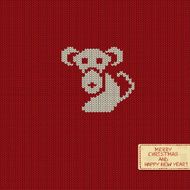 New Year Knitted Pattern Card with Monkey N2