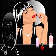beautiful girl has a makeup before mirror
