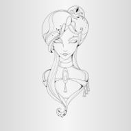 Beautiful girl in a black lines