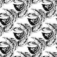 Seamless floral hand-drawn pattern leaf background Retro pattern with N5