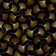Autumn texture with yellow ginkgo leaves Seamless pattern