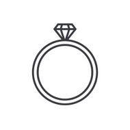 Diamond wedding ring outline icon modern minimal flat design style N7