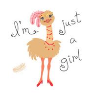 Fashionable ostrich chick T-shirt design vector illustration N3