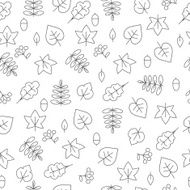 Autumn monochrome seamless pattern with leaves N2