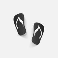 Realistic paper sticker beach flip flops N7