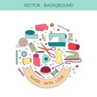 Sewing and needlework circle conceptual illustration