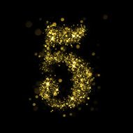 Sparkling number 5 of glittering stars bokeh