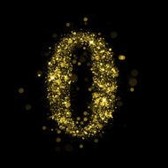 Sparkling number 0 of glittering stars bokeh