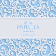 Vector Blue 3d Vintage Christmas or Invitation Cards Background