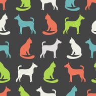 Animal seamless vector pattern of cat and dog silhouettes N6