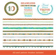 Vector set of seamless doodles geometric borders