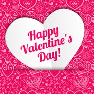 Vector Valentine&#039;s day lacy paper heart greeting card N17