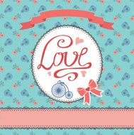 Floral vector card with flowers retro bicycle Inscription Love N2