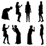 Vector silhouette of women N96