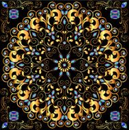 circular gold ornaments and precious stones