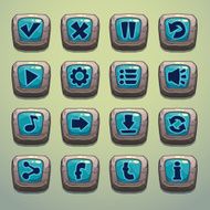 Set of cartoon stone buttons N2